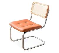 Ensemble de chaises de salle à manger en rotin, design moderne du milieu du siècle avec siège rembourré en cuir synthétique et dossier en canne tissé à la main, idéal pour café, hôtel et espaces de