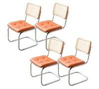 Ensemble de chaises de salle à manger en rotin, design moderne du milieu du siècle avec siège rembourré en cuir synthétique et dossier en canne tissé à la main, idéal pour café, hôtel et espaces de