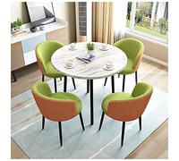 Ensemble de chaises de salle à manger et table basse en bois massif moderne minimaliste rond bureau d'affaires hôtel hall salon cuisine loisirs orange + vert, taille unique