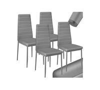 Tectake Lot de 4 chaises avec surpiqûre - gris