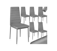 Chaises - TECTAKE - Ensemble de 6 fauteuils de salle à manger THOMAS Rembourré avec revêtement aspect cuir - Gris