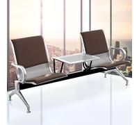 Ensemble de chaises de salle d'attente, banc de réception 2 places avec table, accoudoirs et dossiers, construction durable en cuir et acier pour aéroports, banques, hôpitaux, écoles, salons de