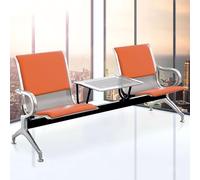Ensemble de chaises de salle d'attente, banc de réception 2 places avec table, accoudoirs et dossiers, construction durable en cuir et acier pour aéroports, banques, hôpitaux, écoles, salons de