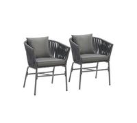 Ensemble de chaises effet corde tressée avec housses amovibles gris foncé/gris foncé