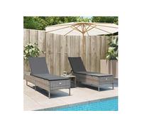 Ensemble de chaises longues avec coussins 3pcs beige poly rotin transat vidaXL