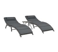 Ensemble de Chaises Longues Pliables 3 pcs Résine Tressée Transat vidaXL