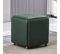 Ensemble de chaises ottomanes gigognes avec roulettes pivotantes, tabourets 5 en 1 en similicuir pour salon et salle à manger, canapé empilable avec repose-pieds mobile, vert foncé, 35,6 x 35,6 x 38,1