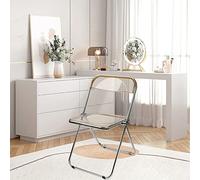 Ensemble de chaises pliantes empilables modernes, 1 chaise de salle à manger en acrylique avec cadre en métal, confortable pour la salle à manger, couleur ambre, design élégant et peu encombrant