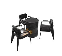 Ensemble de chaises Table à Manger en Cuir Noir, Cuisine Moderne du Milieu siècle avec Dossier incurvé, accoudoir Bas for Chambre/Cuisine/Bar(I)