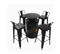 Ensemble de chaises Table à Manger en Cuir Noir, Cuisine Moderne du Milieu siècle avec Dossier incurvé, accoudoir Bas for Chambre/Cuisine/Bar(G)