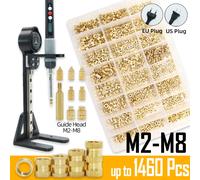 Ensemble de chaleur, outil de presse à insérer, pointe de fer à souder électrique M2 M3 M4 M5 M6 M8, filetage en laiton, écrou, Kit intégré pour l'impression 3d US and Nut 1set