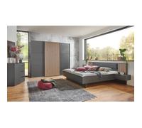 Ensemble de chambre à coucher ( armoire + commode + lit adulte 160 x 200 ) coloris graphite, imitation chêne Artisan