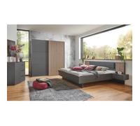 Ensemble de chambre à coucher (armoire + commode + lit adulte 160 x 200 ) coloris graphite, imitation chêne Artisan