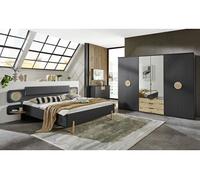 Ensemble de chambre à coucher complète coloris graphite, rechampis imitation bois
