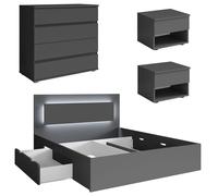 Ensemble De Chambre À Coucher Fino Complet 4 Pièces Couleur Et Finition Au Choix