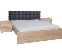 Ensemble de chambre à coucher MAXIM. Lit double adulte 160x200 cm + tiroir + sommier à lattes + deux tables de nuit