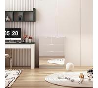 Ensemble de chambre à coucher miroir 3 pièces - Armoire élégante avec tiroir, commode et table de chevet pour un grand espace de rangement et des reflets élégants - Parfait pour la décoration