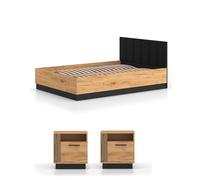 Ensemble De Chambre À Coucher Urso Or Artisanat Chêne Noir Exécution Au Choix