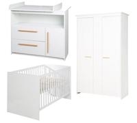 Ensemble de chambre bébé ROBA Lilo - Lit évolutif 70x140 cm, commode à langer et armoire 2 portes - Blanc