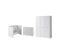 Ensemble de chambre de bébé Erik - Armoire à deux portes, commode, table à langer et lit de bébé - MDF/blanc