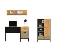 Ensemble De Chambre D'Enfant 3 Pièces Noir Craft Or Chêne Premium Acier