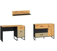 Ensemble De Chambre D'Enfant 3 Pièces Noir Craft Or Chêne Premium Acier