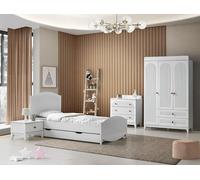 ensemble de chambre d'enfant 4 pièces lit table de chevet commode et armoire
