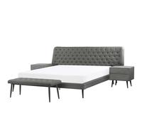 Ensemble De Chambre En Cuir Pu Gris Avec Lit 160 X 200 Cm Essonne Gris