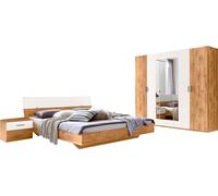 Ensemble De Chambre Katrin Complet 4 Pièces Chêne Plaqué Blanc Lit 180x200cm