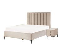 Ensemble de chambre Velours SEZANNE 160 x 200 cm Taupe