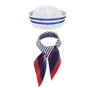Ensemble de chapeau de marin avec écharpe carrée, chapeau Popeye, chapeau d'uniforme, chapeaux de voile, accessoires de costume, tenue de carnaval, accessoire de marin pour enfants et adultes
