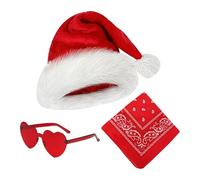 Ensemble de chapeaux de cowboy de Noël, chapeau de cowboy de Noël | Cosplay Western Hat Party Chapeaux | Chapeau de fête de noël 3X avec Bandana et lunettes cœur, chapeau de cow-girl pour fête, vacanc