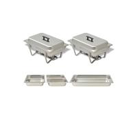 3x Chauffe-plats Acier Inoxydable Cuisine Chauffe-buffet Bain-Marie vidaXL