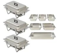 3x Chauffe-plats Acier Inoxydable Cuisine Chauffe-buffet Bain-Marie vidaXL