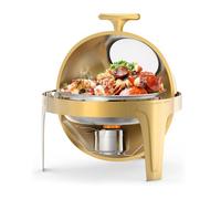 Ensemble de chauffe-plats à couvercle rabattable, Chauffe-plat en acier inoxydable de 6 L avec fenêtre en verre Idéal pour mariages, banquets, réceptions et remises de diplômes