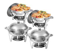 Ensemble de chauffe-plats en acier inoxydable pour buffet Chauffe-plats 6 L Avec couvercles Fournitures de traiteur - Présentoir pour buffet Pour fêtes, événements et banquets,4 Pack