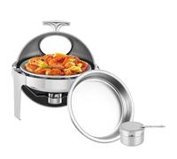 Ensemble de chauffe-plats pour buffet, Chauffe-plats ronds de 6 L en acier inoxydable avec couvercle rabattable idéal pour la restauration, les fêtes, les mariages et les événements