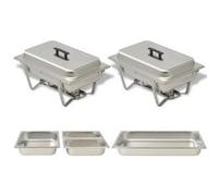 Ensemble de chauffe-plats - VIDAXL - 2 pcs - Acier inoxydable - Dimensions Gastronorm - Facile à nettoyer Argent G