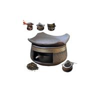 Ensemble de chauffe-thé en céramique - Brûleur d'aromathérapie en cèdre et zen - Fait à la main - Avec porte-bougie - Théière multifonction et chauffage pour la maison, le bureau, la méditation et la