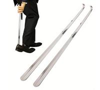 Ensemble de chausse-pieds en acier inoxydable, manche long de 62,2 cm et taille de voyage de 15,5 cm - Poignée ergonomique, chausse-pieds en métal pour hommes et femmes - Chaussures faciles à enfiler/