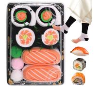 Ensemble De Chaussettes Sushi en Coton - Coffret Coloré avec Motifs Thon, Saumon, Maki - Chaussettes Alimentaires Drôles
