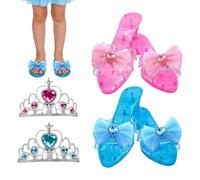 Ensemble de Chaussures de Jeu Princesse - Talons Hauts Brillants - Aspect Couronne - Jeu de rôle pour - Accessoire de Style créatif - Complément de Costume Magique avec scène d'anniversaire