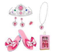 Ensemble De Chaussures De Princesse Pour Filles - Kit D'accessoires De Bijoux Pour Faire Semblant De Jouer | Boucles D'oreilles À Clip En Matériau ABS, Collier, Anneau, Couvre-chef, Costume De Jeu De