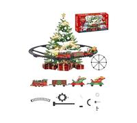 Ensemble de chemin de fer de Noël interactif - Locomotive rotative avec 8 mélodies, effets de brouillard et arrêt automatique, parfait pour la décoration intérieure familiale, décorations de Noël