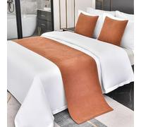 Ensemble de chemins de lit et housse de coussin, couleur unie, décoration de lit douce pour la maison et l'hôtel, couvre-lit et protection de serviette qui ne se décolore pas