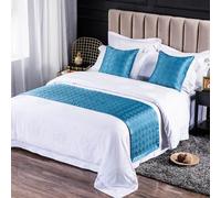 Ensemble de chemins de lit et housses de coussin assorties modernes, décoration d'hôtel, taie d'oreiller, couleur unie, protection pour lit simple, double, king size (50 x 210 cm, 2 housses de