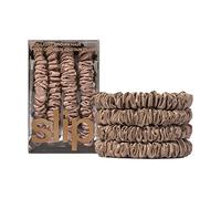 Ensemble de chouchous en soie Slip 100% soie de mûrier - Chouchous doux contre la casse des cheveux, 4 élastiques Marron
