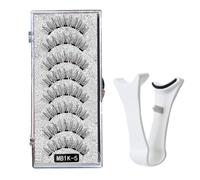 Ensemble de cils magnétiques - 5 faux cls réutilisables, aspect naturel | Bandes de cil magnétiques douces, maquillage facile pour les yeux, Kit de cils léger et Portable pour une Application de bea