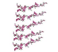 Ensemble de cinq patchs brodés en tissu avec fleurs et papillons, accessoire de réparation décoratif à coudre, décalcomanie de faite à la main | Parfait pour vestes, chemises, chem