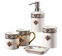 Ensemble de Cinq pièces Toilette en Porcelaine Style européen Bohemia, Fournitures Salle Bain, Ensemble gobelets for Bouche